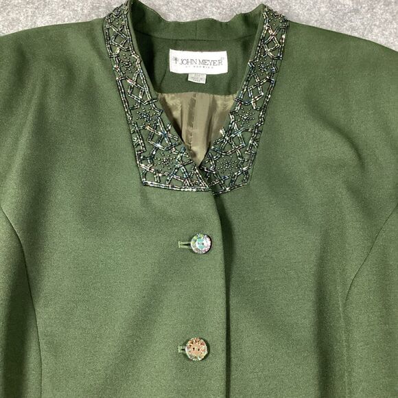 John Meyer Of Norwich Oversized Jacket Green Embroidery Beaded Embellish VTG 22W - Picture 15 of 15
